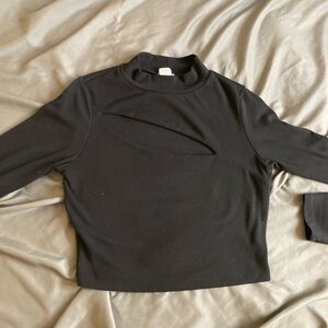 Mock neck crop top with chest cutout